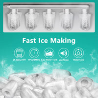 KUMIO Ice Makers Countertop, 9 Bullet Ice in 6-9 Mins with Ice Scoop and Basket, 26.5 Lbs per Day, Portable Ice Maker for Home Office Camping Party RV, Blue