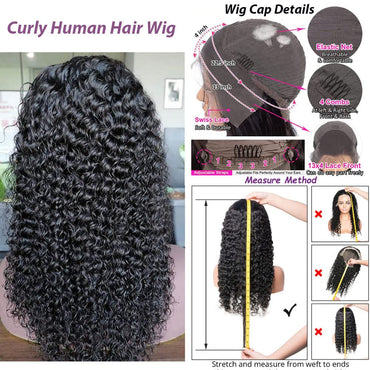 Curly Lace Front Wig Human Hair 13x4 Kinky Curly Transparent Lace Frontal Wigs with Baby Hair Pre Plucked 22 Inch Curly Wigs for Women 180 Density Glueless Deep Curly Lace Front Wigs Human Hair