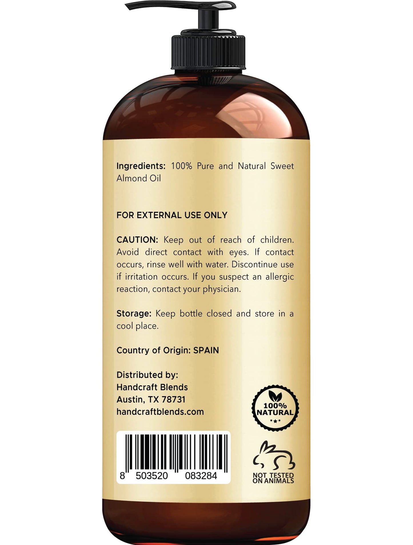 Handcraft Blends Sweet Almond Oil - 100% Pure and Natural - Premium Therapeutic Grade Carrier Oil for Essential Oils - Massage Oil for Aromatherapy - Body Oil and Hair Oil - 16 fl. oz