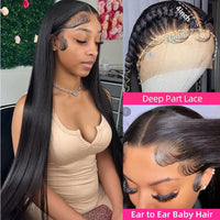 NKTU Lace Front Wigs Human Hair 13x4 Straight HD Transparent Lace Frontal Wigs for Women Human Hair Glueless Pre Plucked with Baby Hair 160 Density (28 Inch, Straight Wigs)