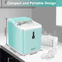 KUMIO Ice Makers Countertop, 9 Bullet Ice in 6-9 Mins with Ice Scoop and Basket, 26.5 Lbs per Day, Portable Ice Maker for Home Office Camping Party RV, Blue