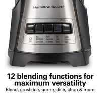 Hamilton Beach Power Elite Wave Action blender-for Shakes & Smoothies, Puree, Crush Ice, 40 Oz Glass Jar, 12 Functions, Stainless Steel Ice Sabre-Blades, Black (58148A)