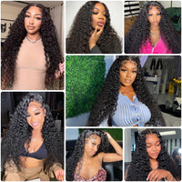 Pizazz 13x4 HD Transparent Lace Front Wigs Human Hair Pre plucked Bleached Knots with Baby Hair 180 Density Brazilian Deep Wave Frontal Wigs for Black Women(26 Inch, Black color)