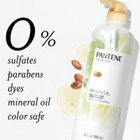 Pantene Argan Oil Conditioner for dry damaged hair, Smoothing and Moisturizing, Nutrient Infused with Vitamin B5, Anti Frizz, Safe for Color Treated Hair, Pro-V Blends, 30.0 oz