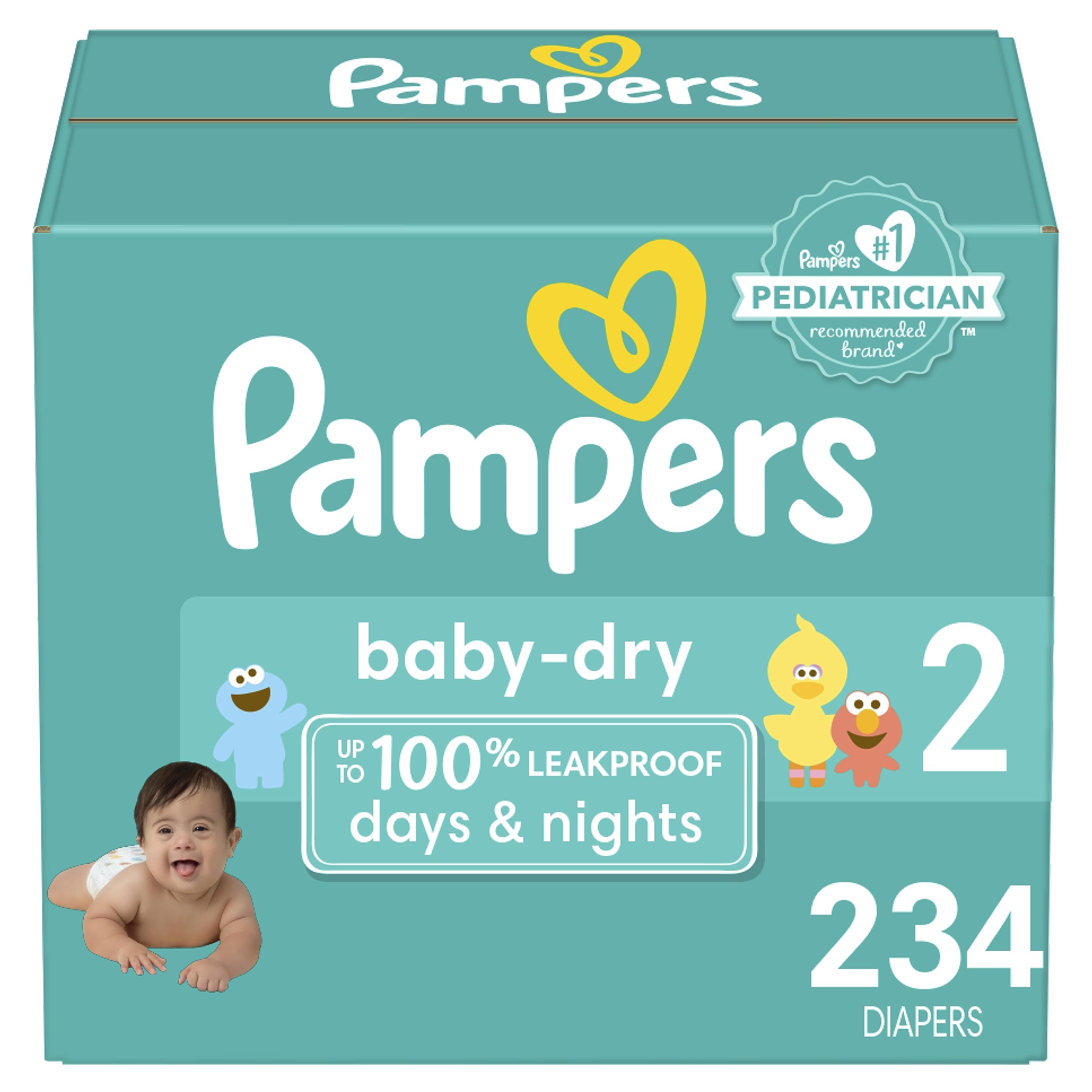 Pampers Baby Dry Diapers - Size 2, 234 Count, Absorbent Disposable Diapers