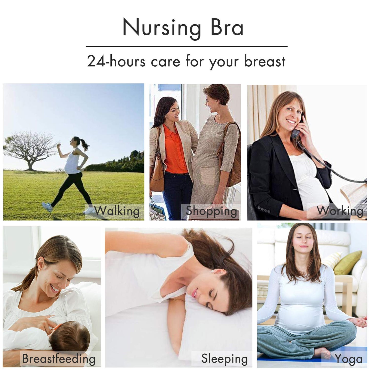 Angelhood Womens Seamless Sleep Nursing Bra,Breastfeeding Maternity Bra with Remove Bra Pads Extenders Pack of 3