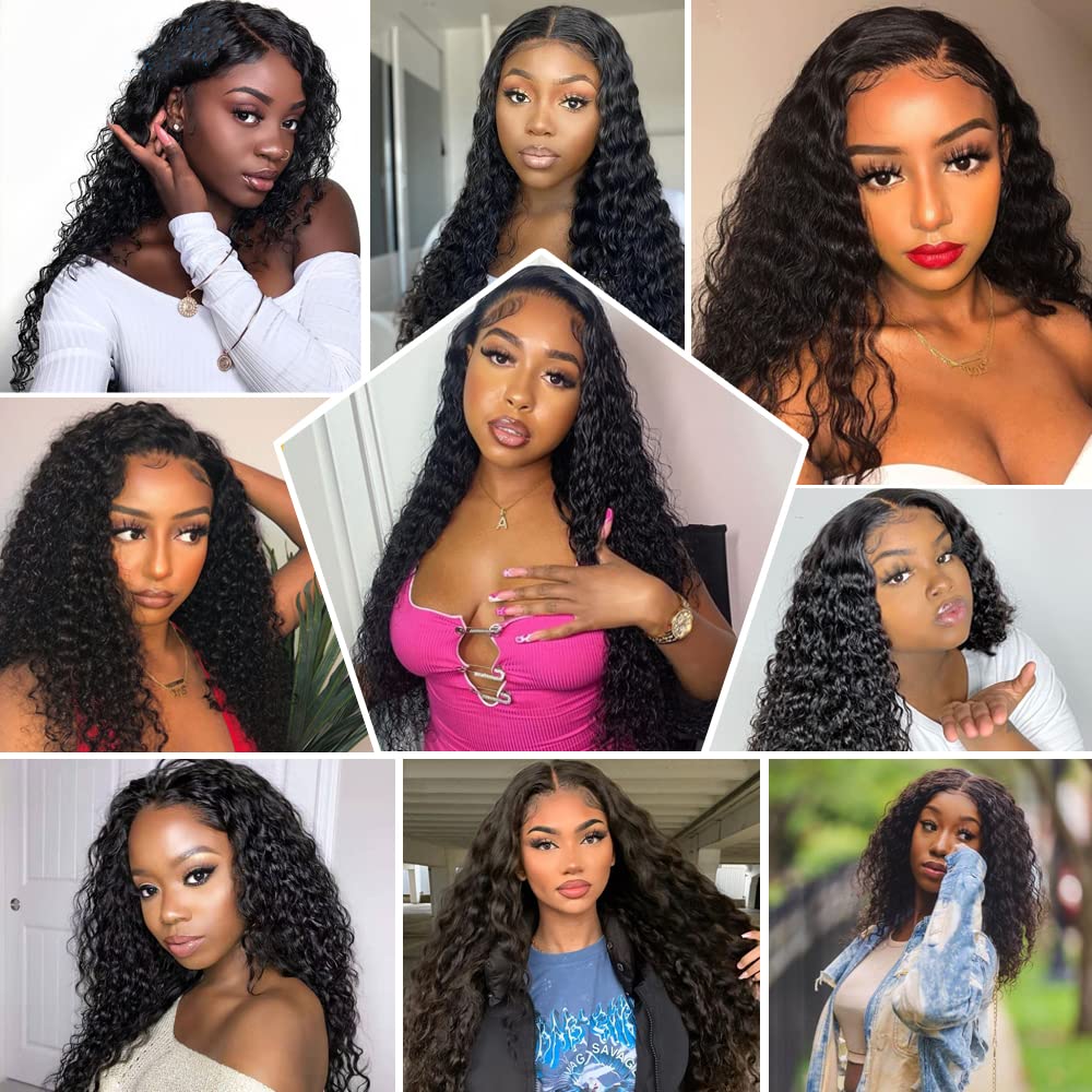 Deep Wave Lace Front Wigs Human Hair 180% Density Wet and Wavy 13x4 Deep Wave Frontal Wigs Human Hair HD Lace Curly Wigs for Women Pre Plucked with Baby Hair Curly Lace Front Wig Human Hair 26 Inch