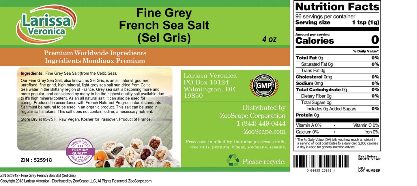 Fine Grey French Sea Salt (Sel Gris) (4 oz, ZIN: 525918)