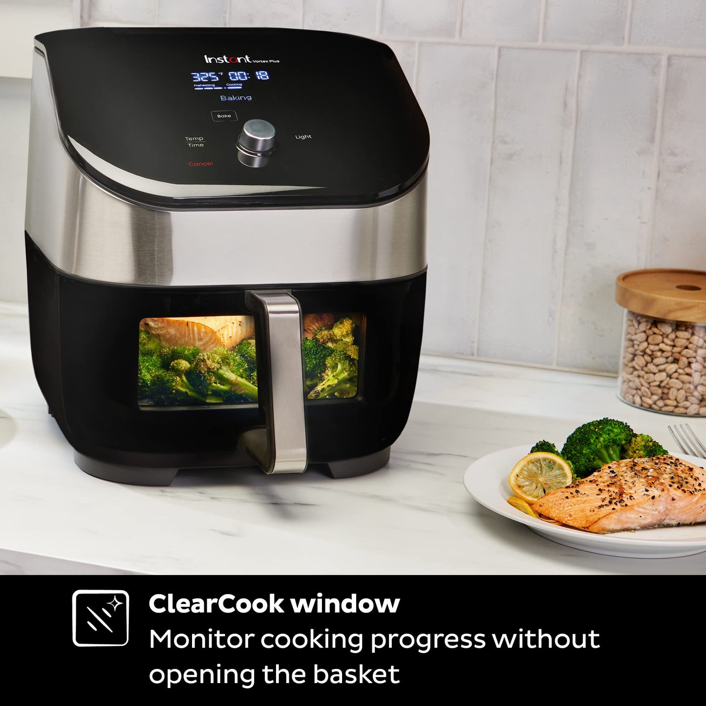 Instant Pot 6-Quart Air Fryer Oven, From the Makers of Instant with Odor Erase Technology, ClearCook Cooking Window, App with over 100 Recipes, Single Basket, Stainless Steel