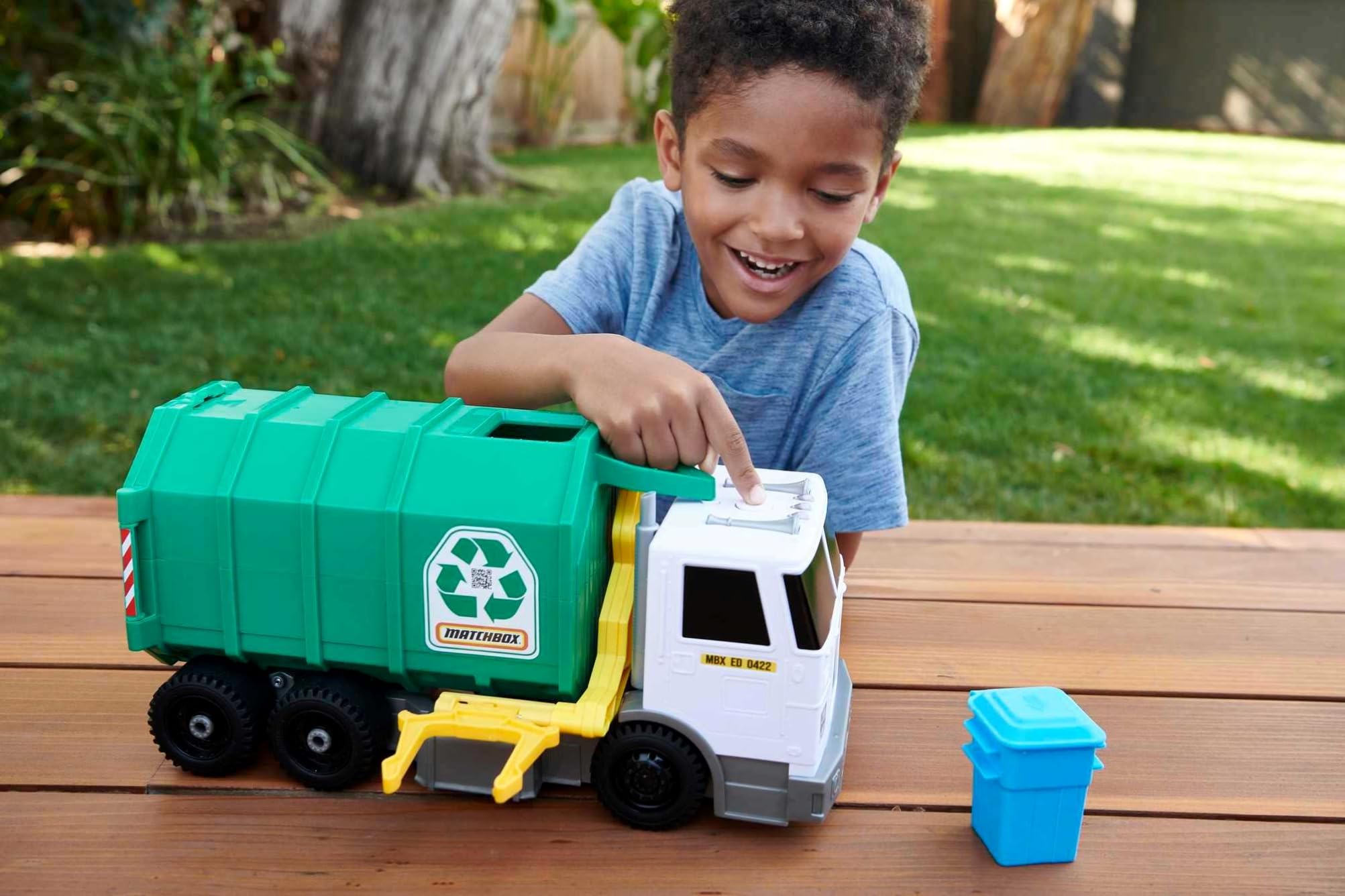 Matchbox Cars 15 Inch Toy Recycling Garbage Truck with Lights and Sou Mega Mart Center