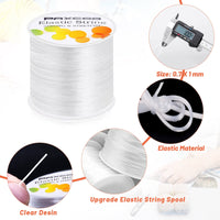 Paxcoo 1mm Elastic Bracelet String Cord Stretch Bead Cord for Jewelry Making and Bracelet Making White