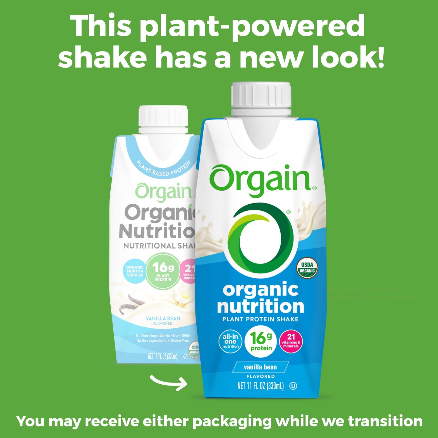 Orgain Organic Nutritional Vegan Protein Shake, Vanilla Bean - 16g Plant Based Protein, Meal Replacement, 21 Vitamins & Minerals, Gluten & Soy Free, 11 Fl Oz (Pack of 12) (Packaging May Vary)