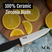 Vos Ceramic Knife Set, Ceramic Knives Set For Kitchen, Ceramic Kitchen Knives With Peeler, Ceramic Paring Knife 3", 4", 6", Inch Black