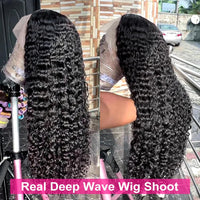 Pizazz 13x4 HD Transparent Lace Front Wigs Human Hair Pre plucked Bleached Knots with Baby Hair 180 Density Brazilian Deep Wave Frontal Wigs for Black Women(26 Inch, Black color)