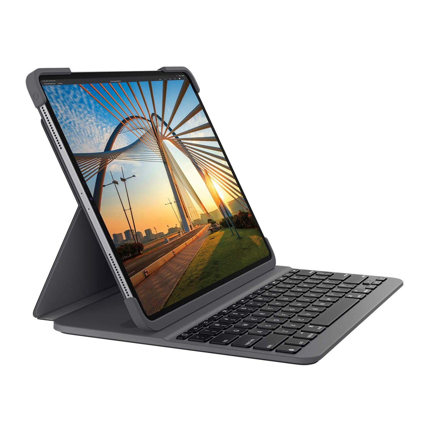 Logitech SLIM FOLIO PRO Backlit Bluetooth Keyboard Case for iPad Pro 12.9-inch (3rd and 4th gen) - Graphite, Oxford Gray