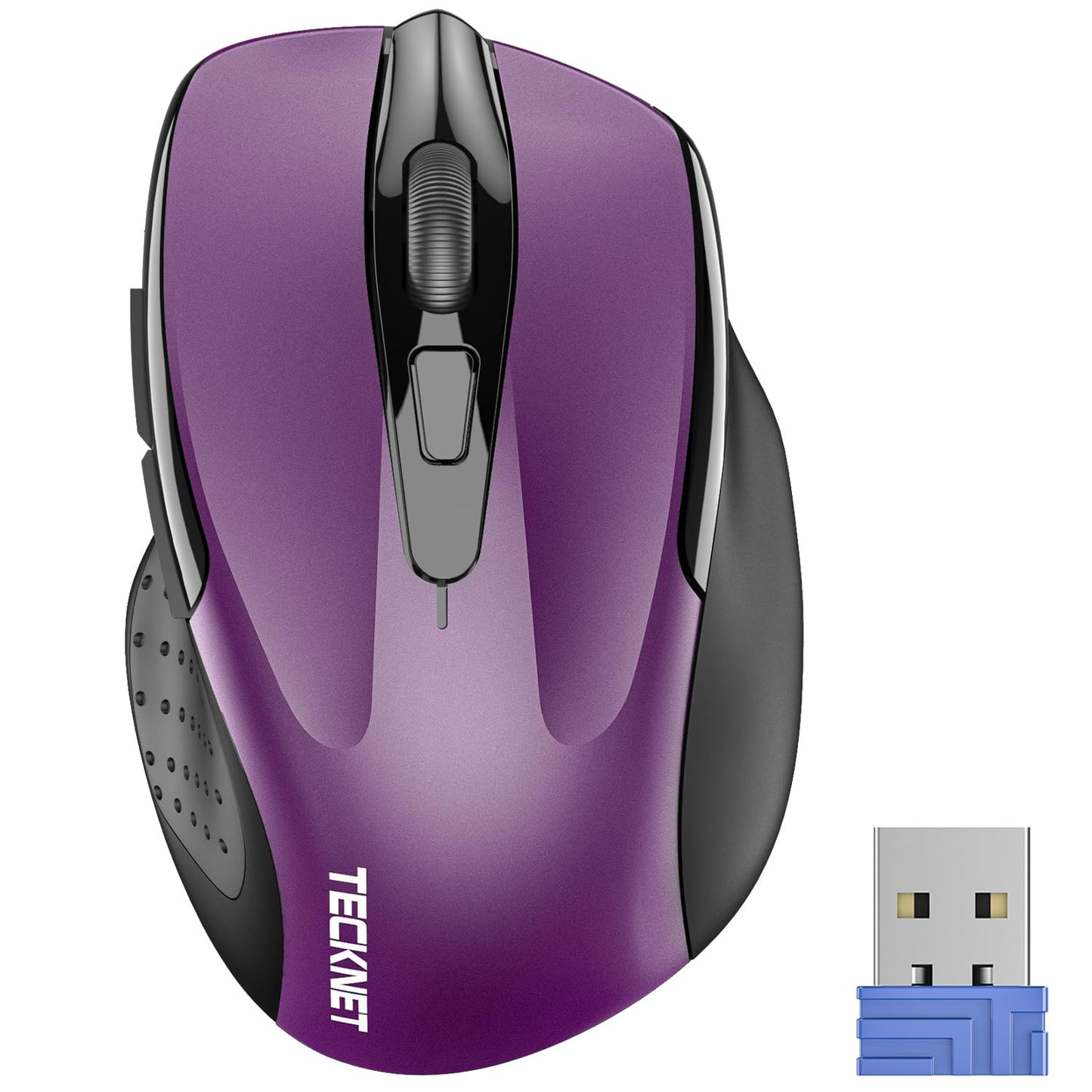 TECKNET Wireless Mouse, 2.4G Ergonomic Optical Mouse, Computer Mouse for Laptop, PC, Computer, Chromebook, Notebook, 6 Buttons, 24 Months Battery Life, 2600 DPI, 5 Adjustment Levels