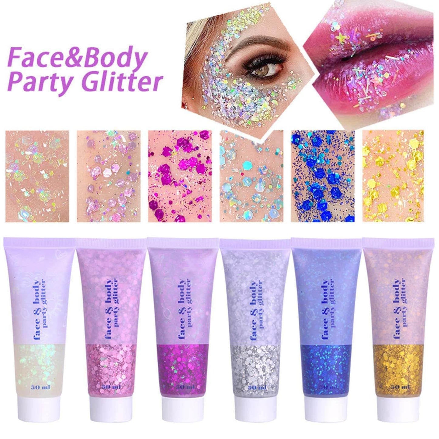 MEICOLY Clear Body Glitter Gel for Hair, Face and Body - Mermaid and Music Festival Accessory - 50ml