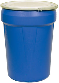 Eagle 30 Gallon High Density Polyethylene Lab Pack Barrel Drum with Metal Lever-lock Lid, 28.5" Height, 21.25" Diameter, Blue, 1601MB