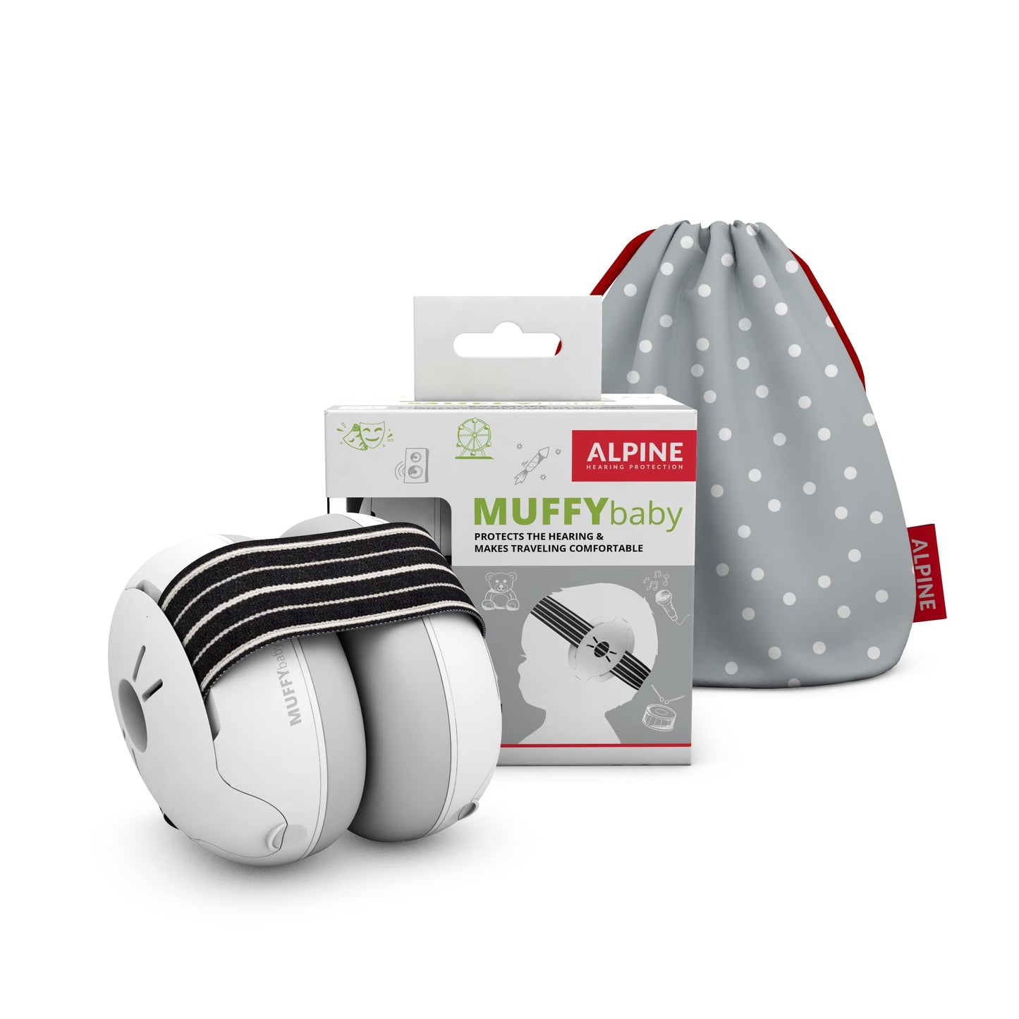 Alpine Muffy Baby Ear Protection for Babies and Toddlers up to 36 Months - CE & ANSI Certified - Noise Reduction Earmuffs - Comfortable Headphones Against Hearing Damage & Improves Sleep - Black