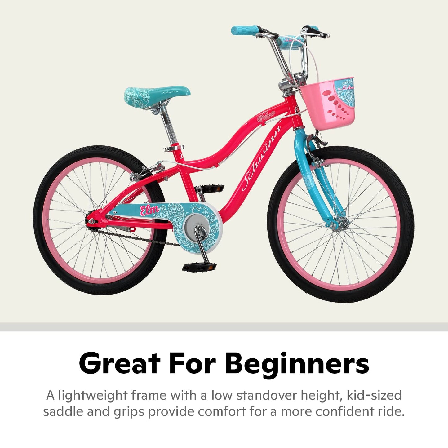 Schwinn Koen & Elm Toddler and Kids Bike, For Girls and Boys, 20-Inch Wheels, BMX Style, Kickstand Included, Chain Guard and Front Basket, Pink