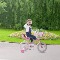 COEWSKE Kid's Bike Steel Frame Children Bicycle Little Princess Style 16 Inch with Training Wheel (16" Pink)