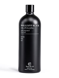 Brilliant Black Oil Pulling, Natural Ayurvedic Blend of Activated Charcoal and Coconut Oil, Oil Pulling Mouthwash Rinse with Peppermint Essential Oil - Terra & Co.