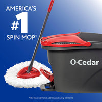 O-Cedar EasyWring Microfiber Spin Mop, Bucket Floor Cleaning System, Red, Gray