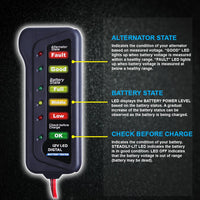 CARTMAN 12V Car Battery Alternator Tester, Test Battery Condition & Alternator Charging, LED Indication