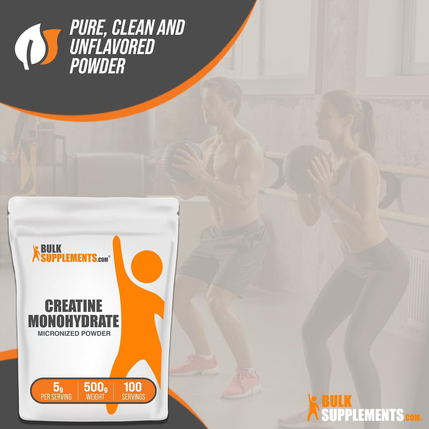 BULKSUPPLEMENTS.COM Creatine Monohydrate Powder - 5g (5000mg) of Micronized Creatine Powder per Serving, Creatine Pre Workout, Creatine for Building Muscle, Creatine Monohydrate 500g (1.1 lbs)