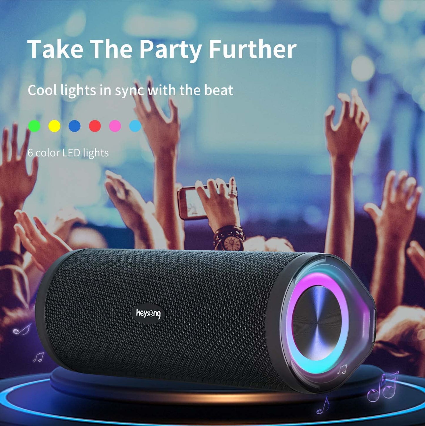 HEYSONG Portable Bluetooth Speaker, Wireless Outdoor Speakers, IPX7 Waterproof, 40H Playtime, TF Card, Loud Stereo Sound for Beach, Boat, Pool, Camping, Bike, Shower, Gifts for Men