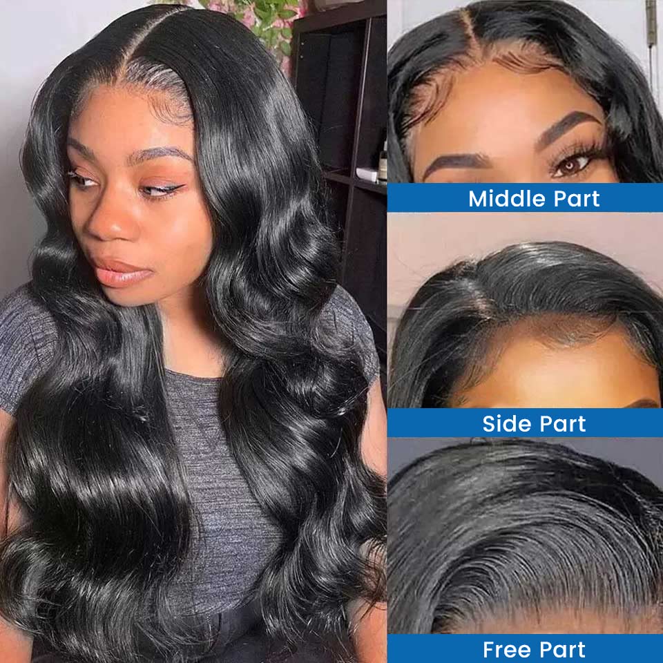 Lace Front Wigs Human Hair 22 Inch 13x4 Transparent Lace Frontal Wigs Human Hair 180% Density Body Wave Human Hair Wigs for Women Pre Plucked with Baby Hair Lace Frontal Wig Natural Black Human Hair