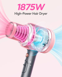 Wavytalk Professional Ionic Hair Dryer Blow Dryer with Diffuser and Concentrator for Curly Hair 1875 Watt Negative Ions Dryer with Ceramic Technology Nozzle for Fast Drying as Salon Light and Quiet