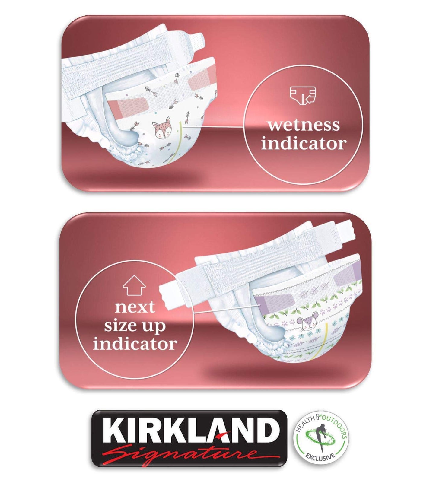 Kirkland Signature Diapers Size 2 (12lbs - 18 lbs) 174 Count W/ Exclusive Health and Outdoors Wipes