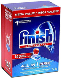 Finish - All in 1 Ultra - Automatic Dishwasher Detergent - Powerball - Dishwashing Tablets Powerful Clean - Dish Tabs - Fresh Scent - 2.4 KG - 140 Count