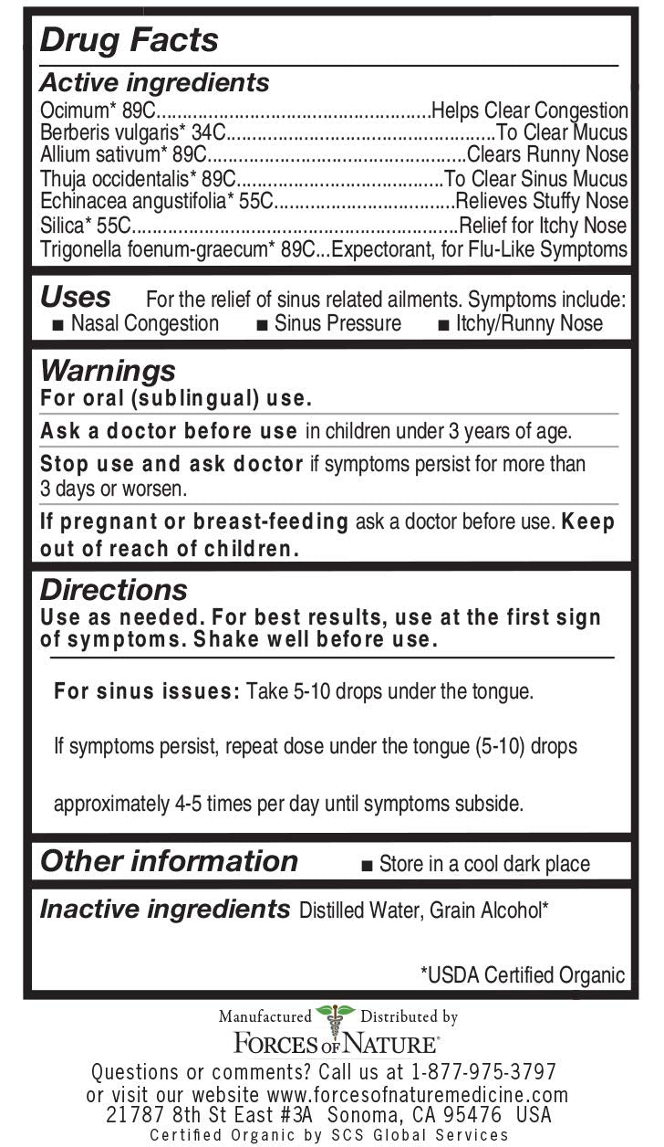 Forces of Nature - Natural Organic Sinus Maximum Strength Medicine (10ml) Non Drowsy, Non Addictive, Non GMO -Fight Congestion, Sinus Pressure, Pain, Sneezing and Runny Nose, Promote Sinus Health