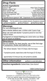 Forces of Nature - Natural Organic Sinus Maximum Strength Medicine (10ml) Non Drowsy, Non Addictive, Non GMO -Fight Congestion, Sinus Pressure, Pain, Sneezing and Runny Nose, Promote Sinus Health