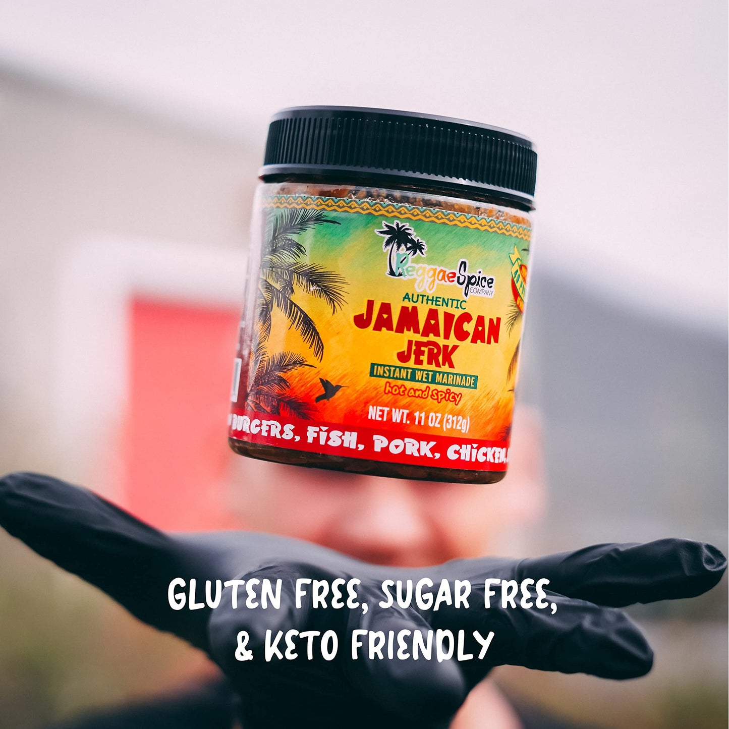 Reggae Spice Jamaican Jerk Marinade | 60-Second Authentic Wet Rub Seasoning Sauce for Cooking Meats | Gluten Free, Vegan, and Keto Friendly | Sweet or Spicy Flavor Wet Paste (Hot & Spicy)