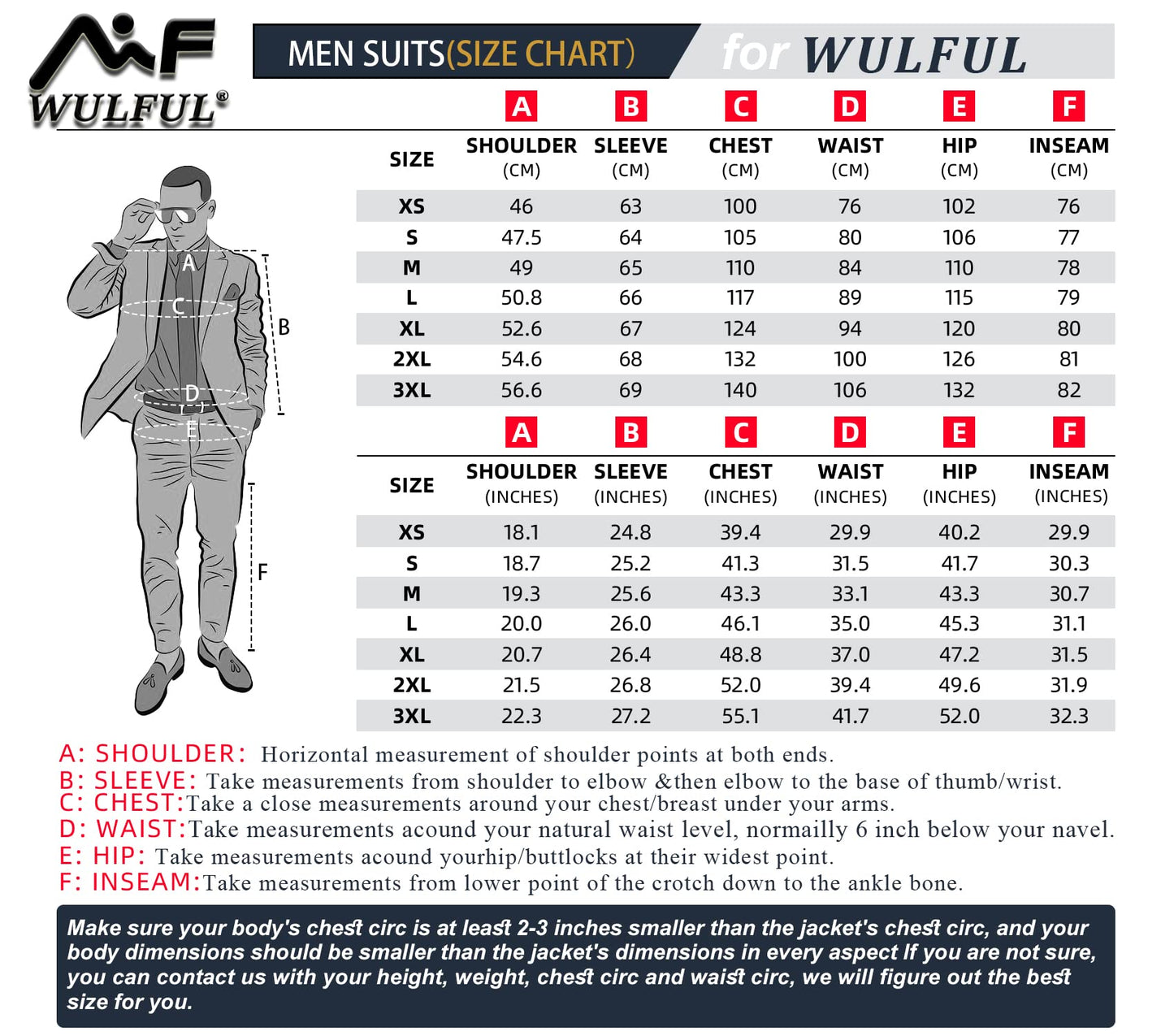 WULFUL Men’s Suit Slim Fit One Button 3-Piece Suit Blazer Dress Business Wedding Party Jacket Vest & Pants Dark Grey
