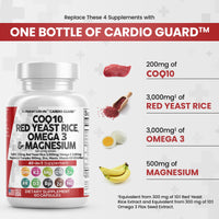 COQ10 200mg Red Yeast Rice 3000mg Omega 3 3000mg Magnesium Complex 500mg Niacin Zinc Vitamin K2 D3 - Heart Health Support Vitamins for Women and Men with Vitamin B3, Coenzyme Q10 - Made in USA 60 Caps