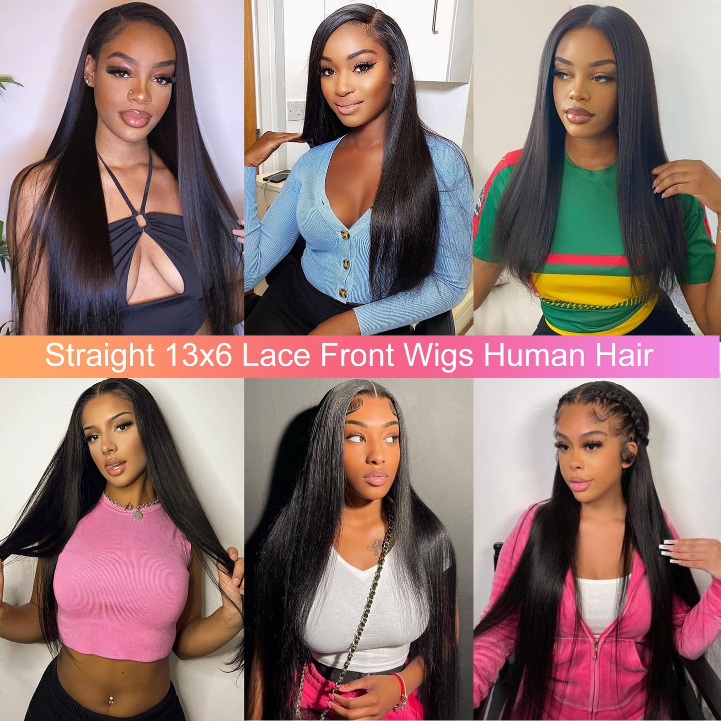 JGMI 13x6 Lace Front Wigs Pre Plucked 180% Density 26Inch Straight HD Transparent Lace Frontal Wigs 12A Glueless Wigs Lace Front Wigs for Black Women with Baby Hair