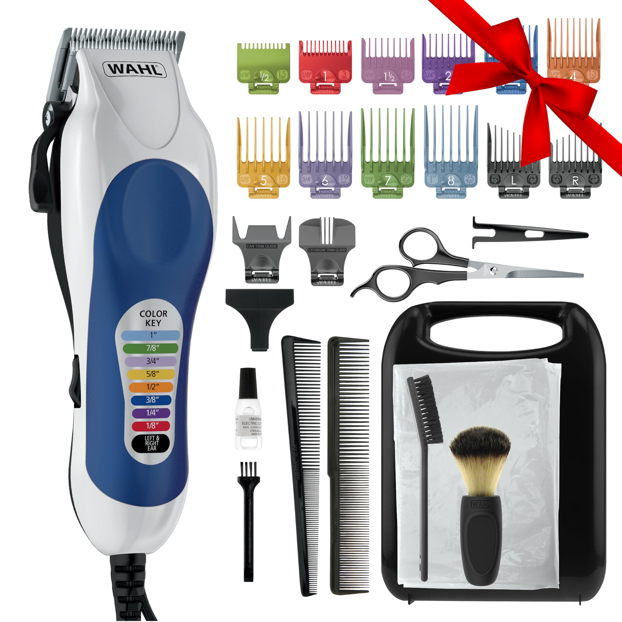 Wahl Clipper USA Color Pro Complete Haircutting Kit with Easy Color Coded Guide Combs - Corded Clipper for Hair Clipping & Grooming Men, Women, & Children - Model 79300-1001M