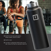 IRON °FLASK Sports Water Bottle - 40 Oz 3 Lids (Straw Lid), Leak Proof - Stainless Steel Gym & Sport Bottles for Men, Women & Kids - Double Walled, Insulated Thermos, Metal Canteen