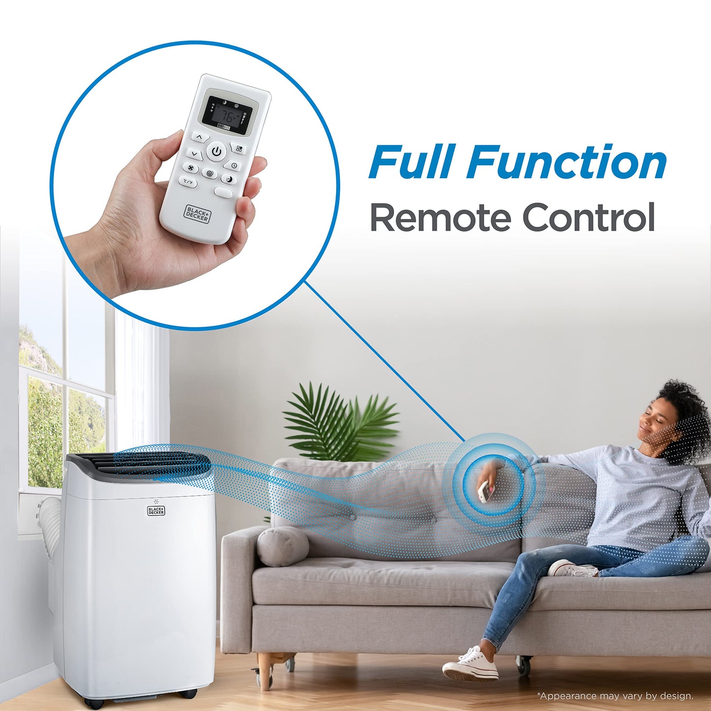 BLACK+DECKER 10,000 BTU Portable Air Conditioner up to 450 Sq. ft. with Remote Control, White