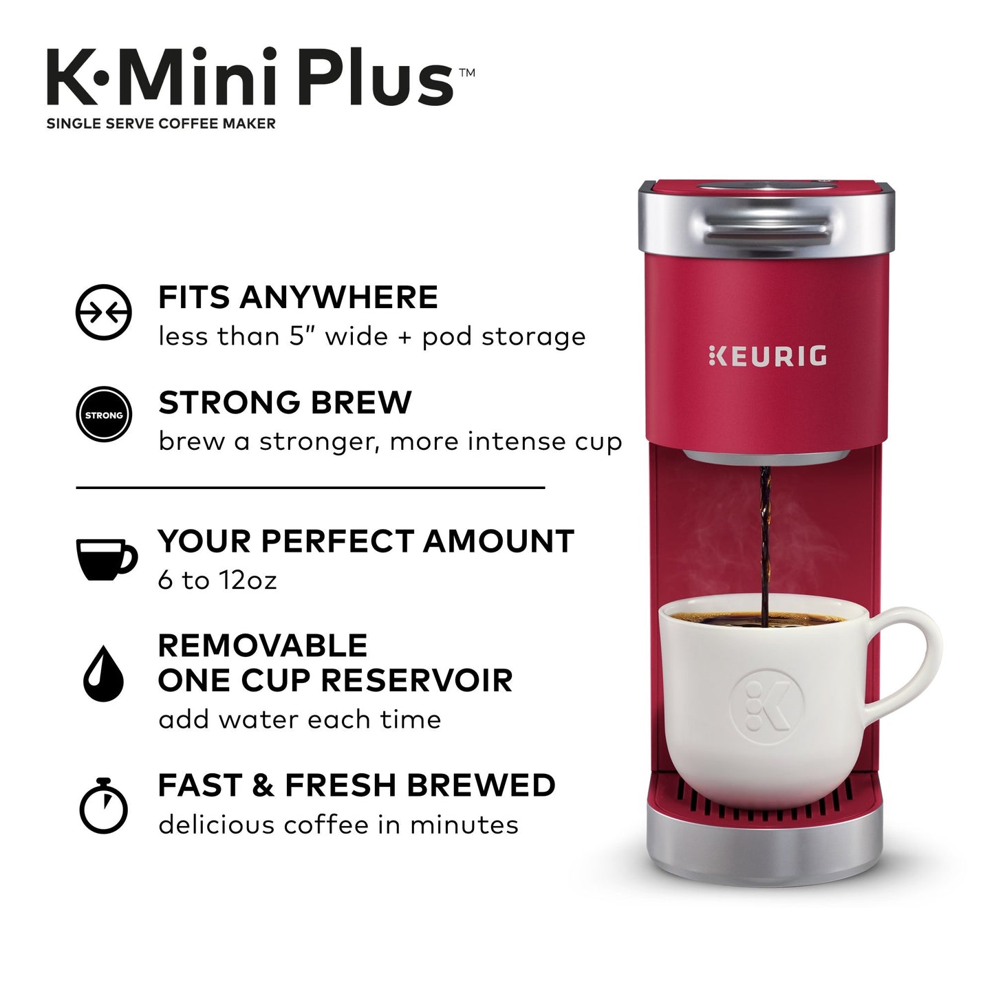 Keurig K-Mini Plus Single Serve K-Cup Pod Coffee Maker, Cardinal Red