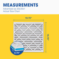 Aerostar 20x20x1 MERV 8 Pleated Air Filter, AC Furnace Air Filter, 6 Pack (Actual Size: 19 3/4" x 19 3/4" x 3/4")