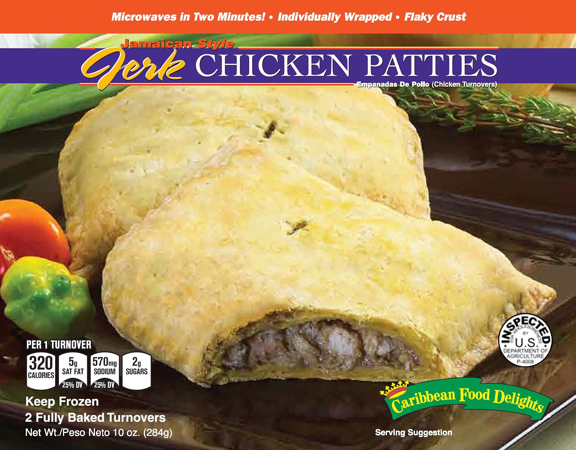 Caribbean Food Delights Jamaican Style Jerk Chicken Patties (12-2 Packs)