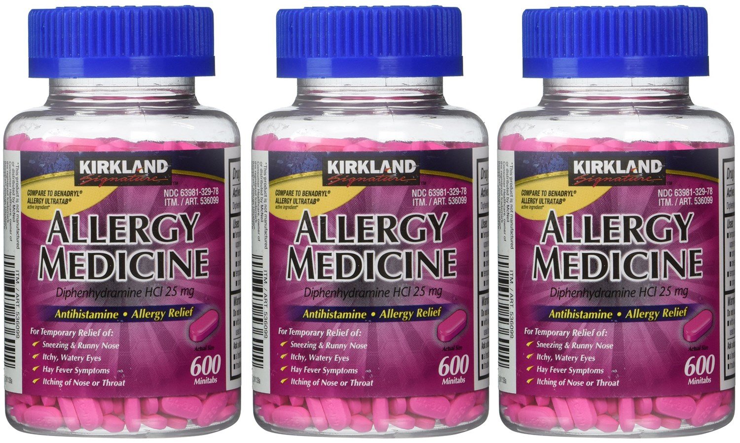 Kirkland fDIWo, Diphenhydramine HCI 25 Mg 600 Tablets (Pack of 3)