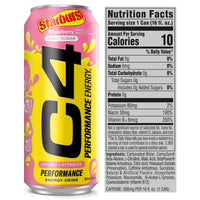 Cellucor C4 Energy Drink, STARBURST Strawberry, Carbonated Sugar Free Pre Workout Performance Drink with no Artificial Colors or Dyes, Pack of 12