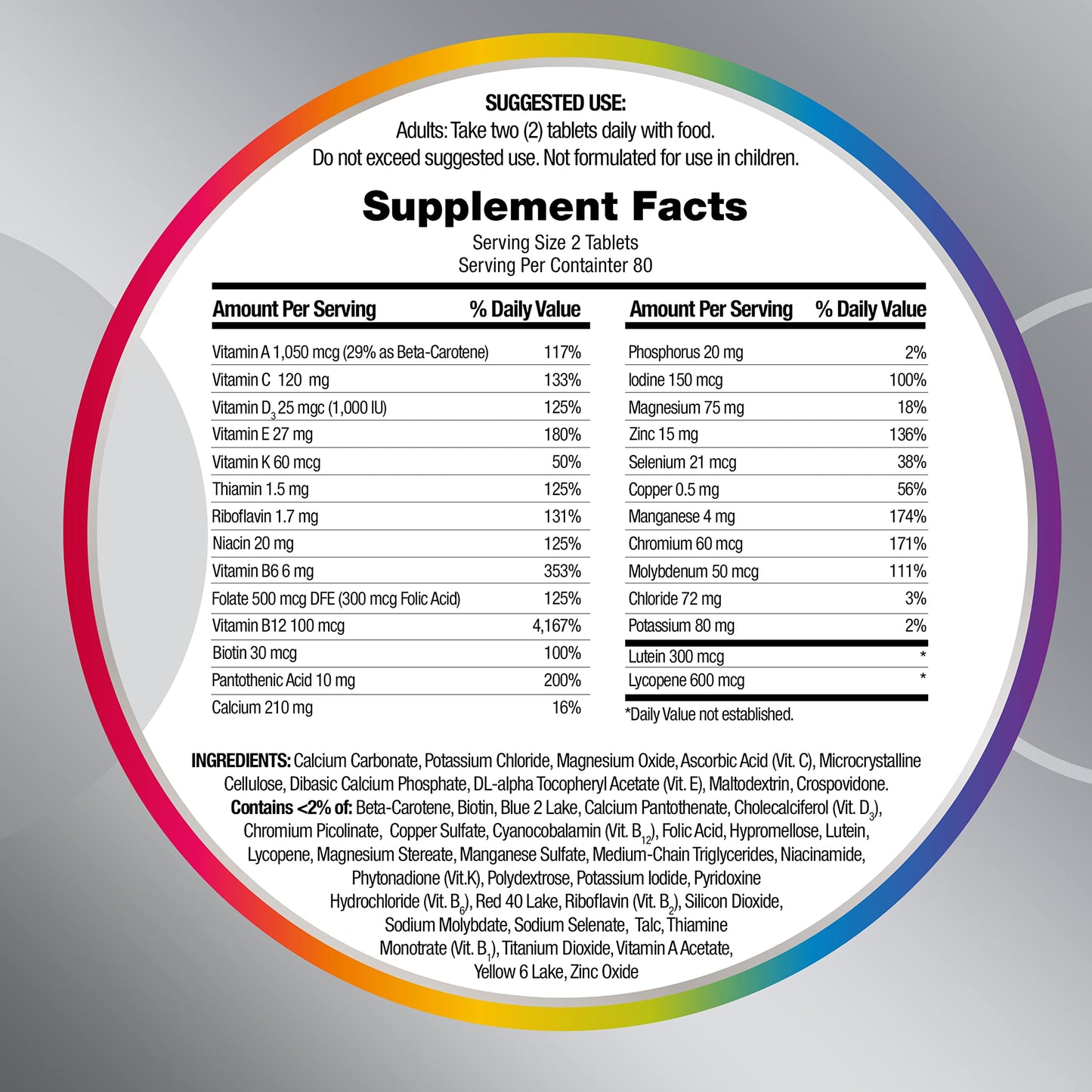 Centrum Minis Silver Multivitamin for Men 50 Plus, Multivitamin/Multimineral Supplement, Vitamin D3, B-Vitamins and Zinc, Non-GMO Ingredients, Supports Memory and Cognition in Older Adults - 280 Ct