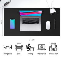 Leather Desk Pad Protector,Mouse Pad,Office Desk Mat, Non-Slip PU Leather Desk Blotter,Laptop Desk Pad,Waterproof Desk Writing Pad for Office and Home (Black,31.5" x 15.7")